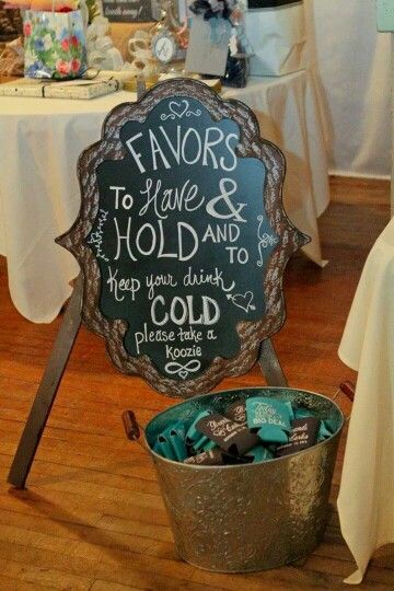 Chalkboard sign for wedding favors