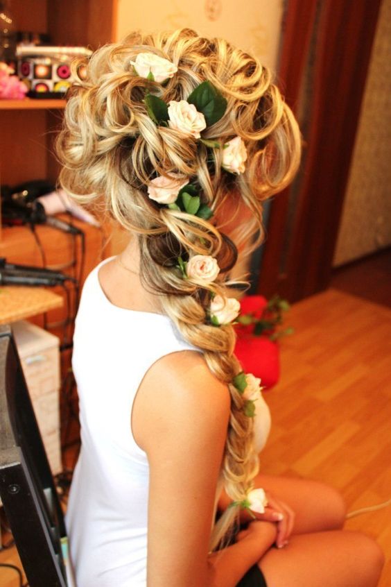 Curly braid for long wedding hair