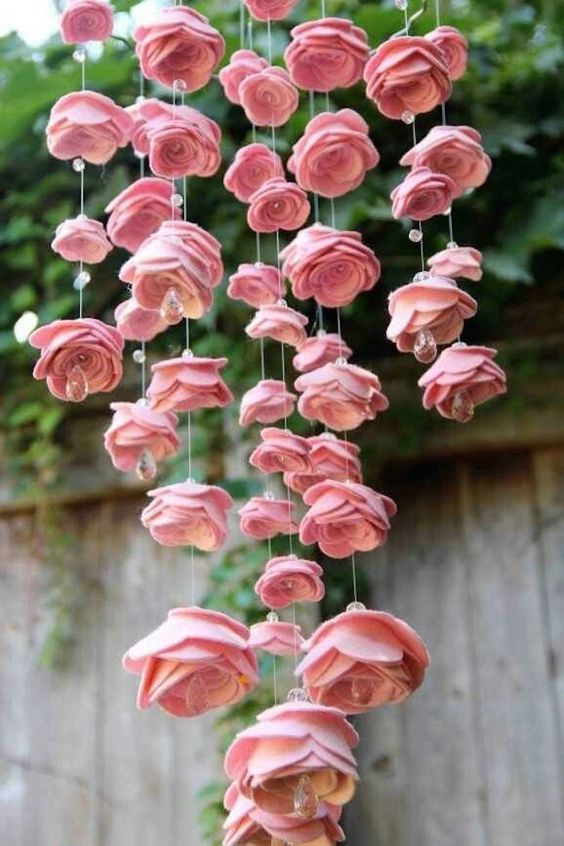 DIY Felt flower chandelier