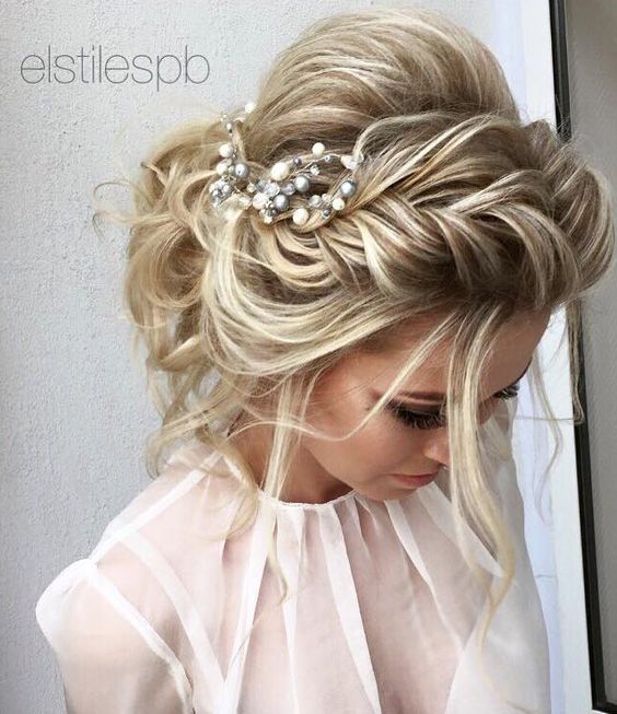 Elstile braided messy bridal hairstyle