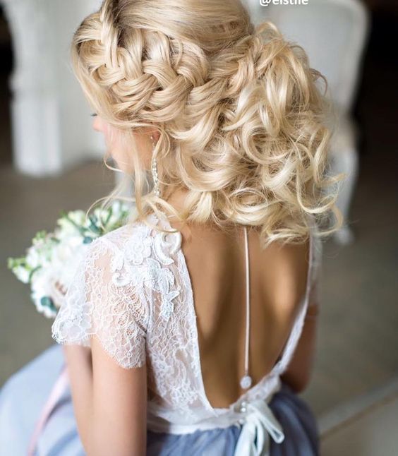 Elstile braided messy wedding hairstyle for long hair