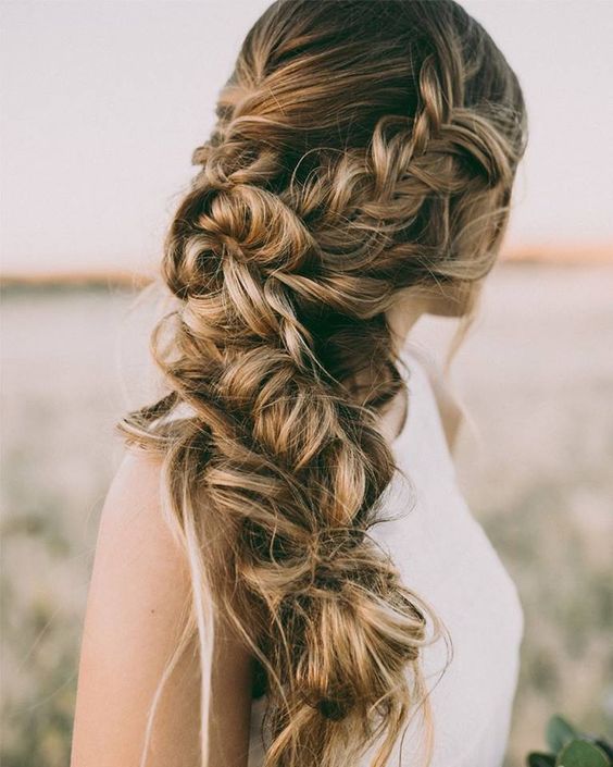 Hair and Makeup by Steph long braided wedding hairstyle