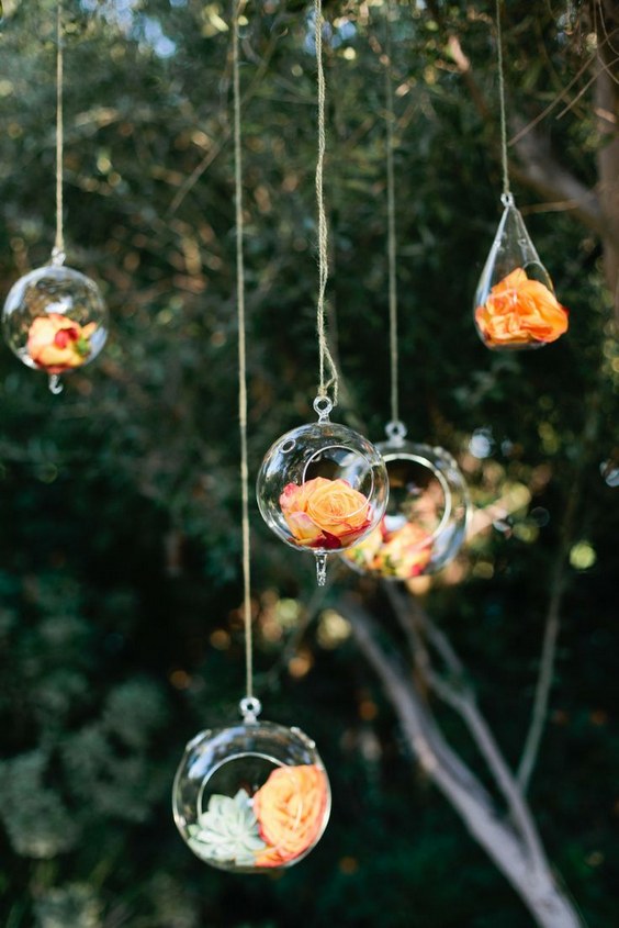 Hanging Coral Floral Wedding Decor