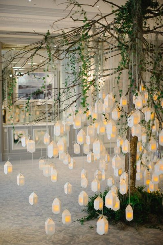 Hanging paper lanterns wedding decor