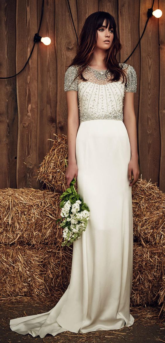 Jenny Packham Spring 2017 beaded cap sleeves wedding dress