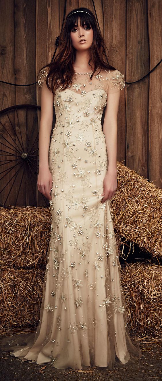 Jenny Packham Spring 2017 vintage cap sleeves wedding dress