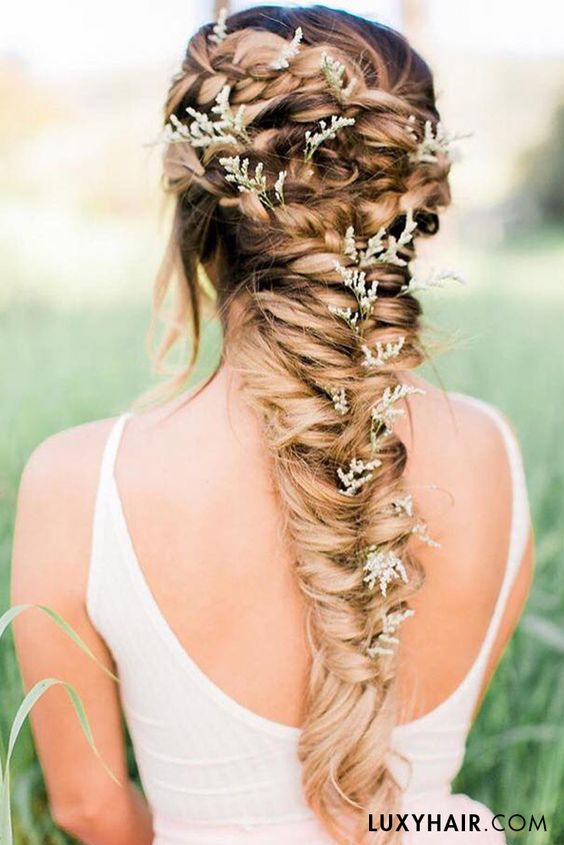Long briaided wedding hairstyle