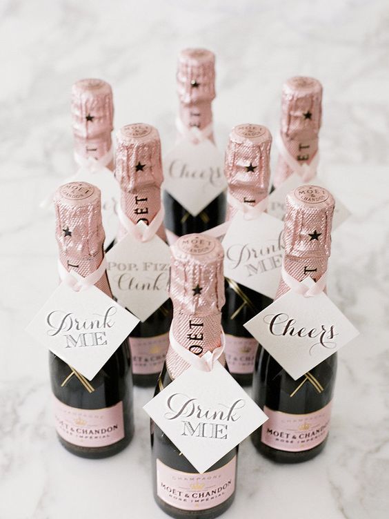 Mini champagne bottles wedding favors