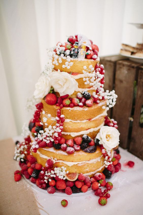 Naked Cake Layer Sponge Fruit Flower