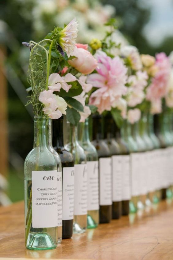 Pretty idea for a wedding seating chart alternative