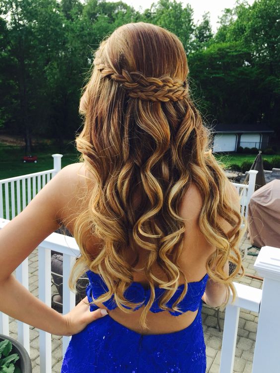 Prom wedding hair half up half down with braid