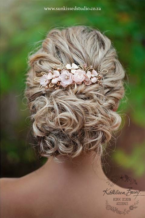 R780 Rose gold Hair comb hairpiece blush pink