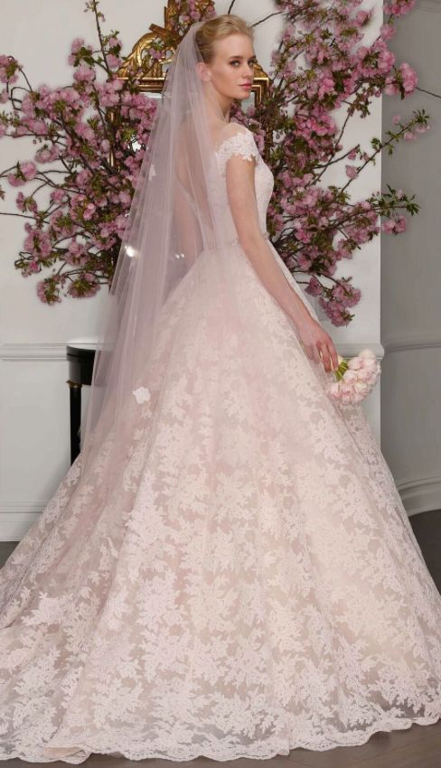 Romona Keveza ball gown lace wedding dress