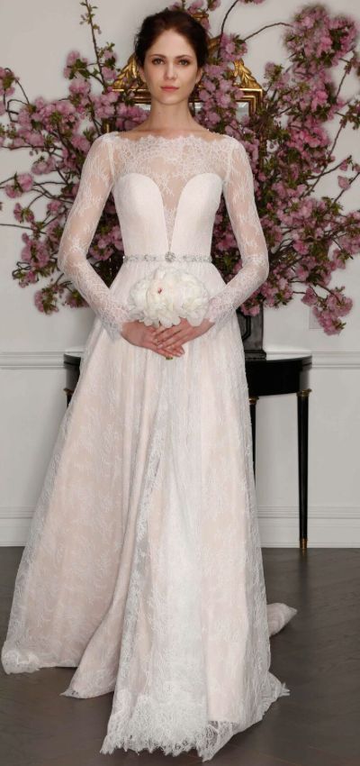 Romona Keveza full length lace wedding dress