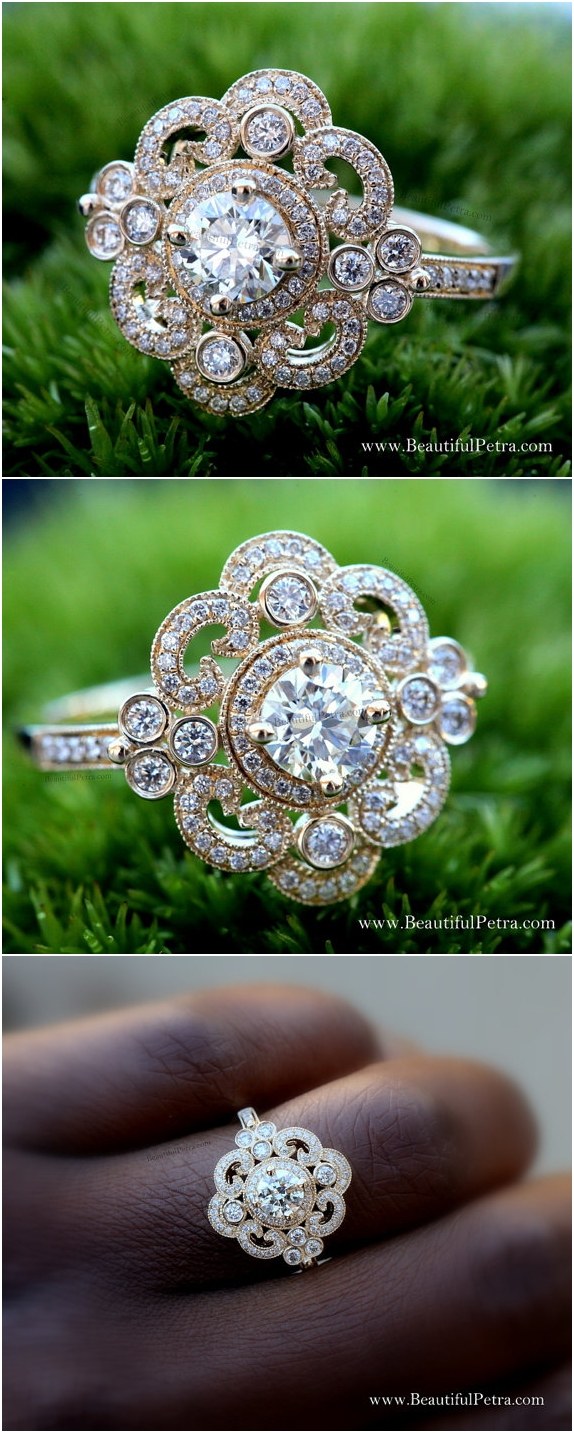 Round Diamond Engagement Ring or RIGHT Hand Ring