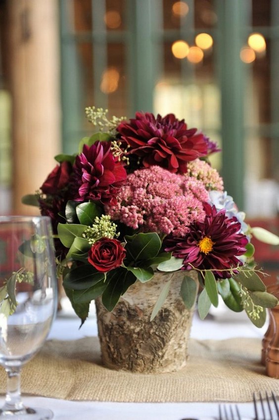 Rustic Burgundy Centerpiece