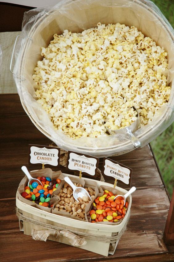 Rustic Party Popcorn Bar Ideas