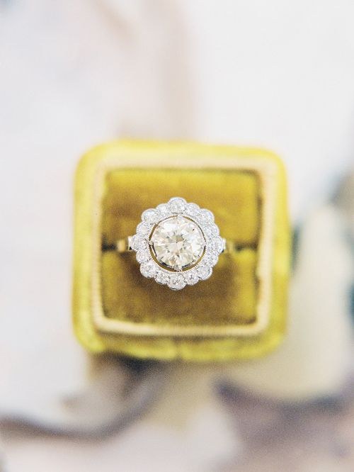 Vintage diamond halo ring from Trumpet & Horn photo by Sawyer Baird