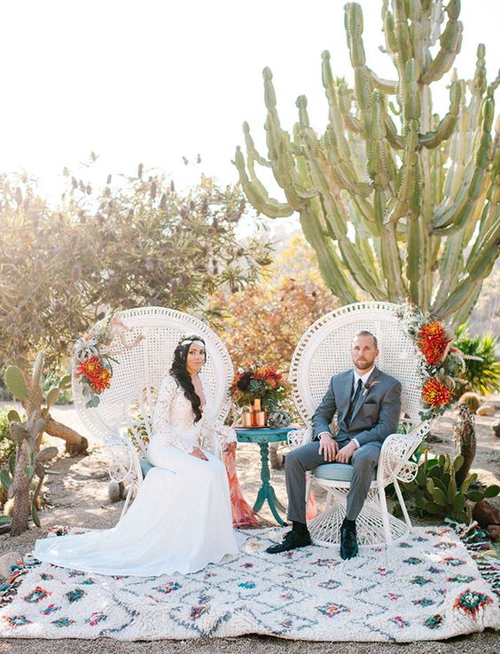 Wedding inspiration in a desert cactus garden