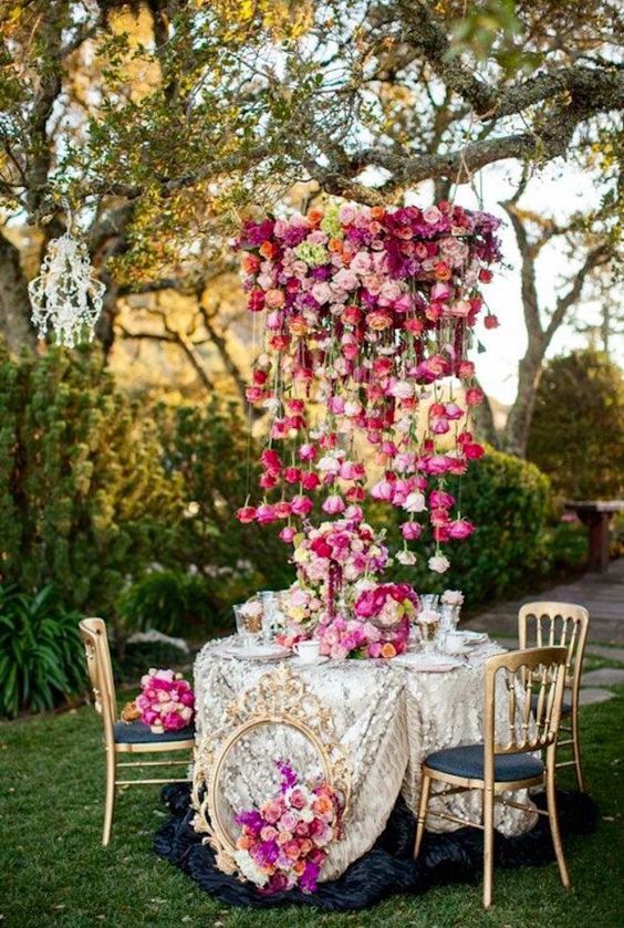 Whimsical Wedding Flower Hanging Table Decor