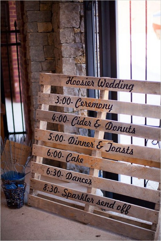 Wooden palette used for wedding sign