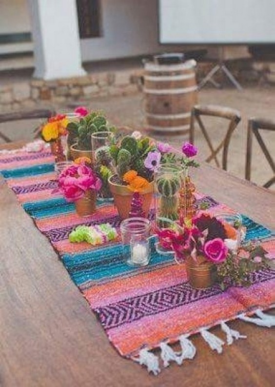 bohemian cactus wedding table decor ideas