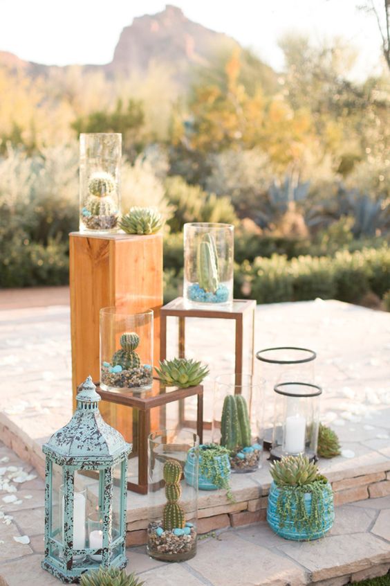 cactus desert wedding ceremony decor
