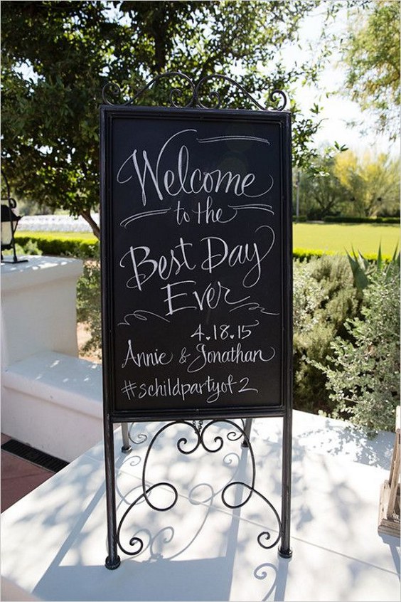 chalkboard wedding welcome sign