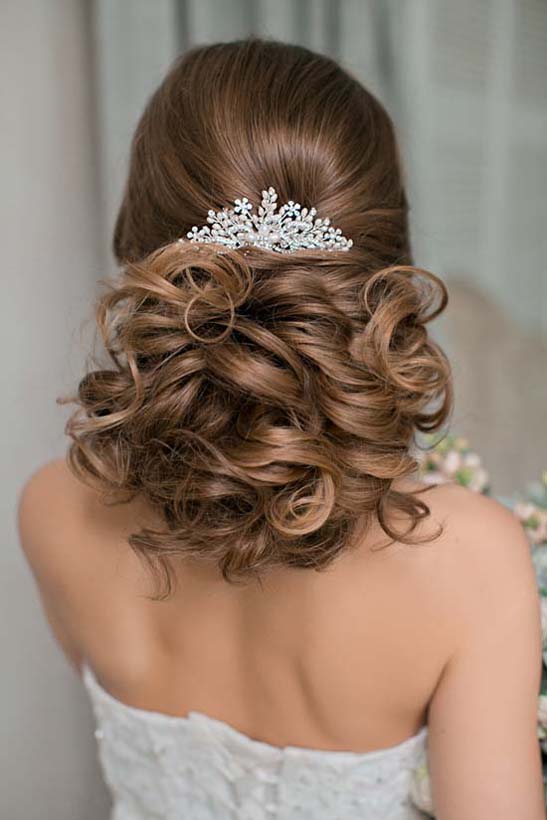curly updo wedding hairstyles via olga larionova