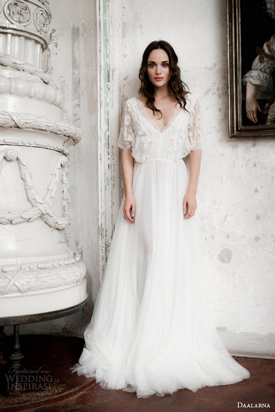 daalarna bridal 2014 flutter sleeve lace wedding dress