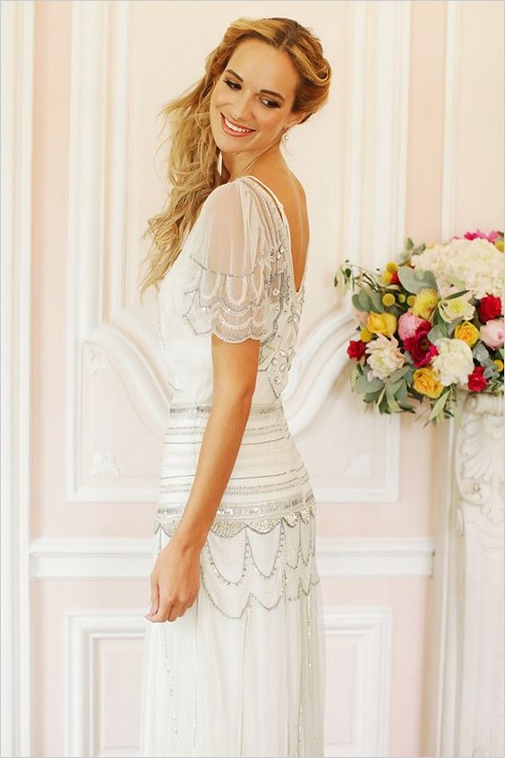 flutter sleeved wedding gown