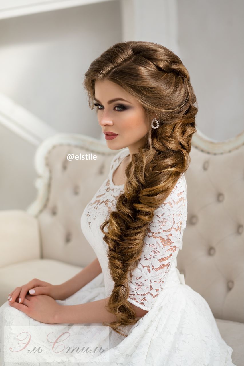 long braided wedding hairstyle via Elstile