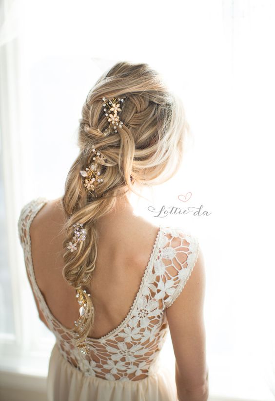 long braided wedding hairstyle via LottieDaDesigns