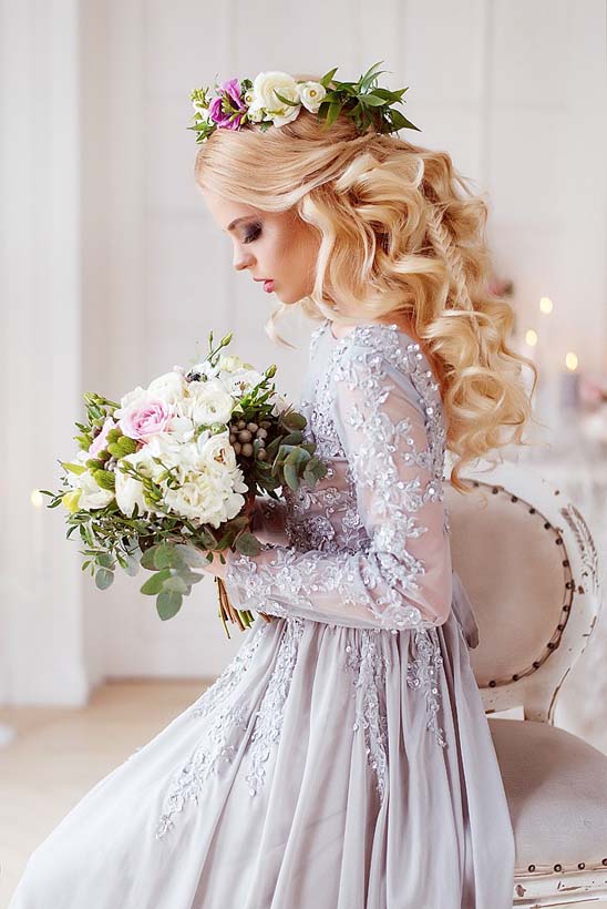 long wavy bridal hairstyle via katerina andreeva
