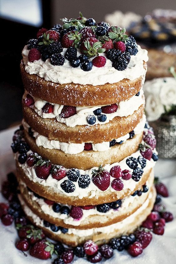 mixed berry naked wedding cake