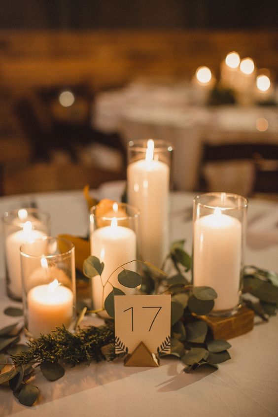 modern romantic candle wedding centerpiece