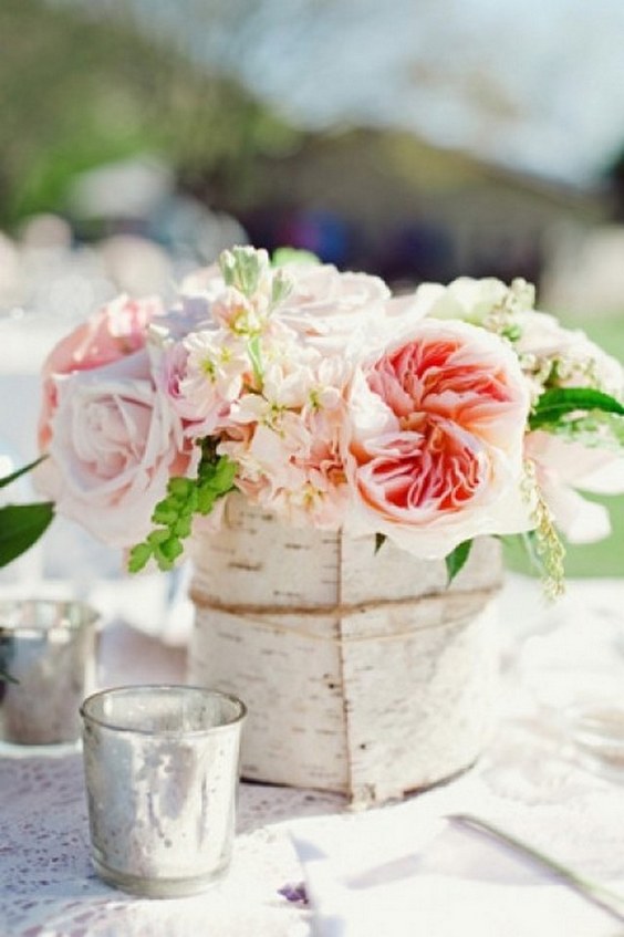 rustic country spring wedding centerpiece
