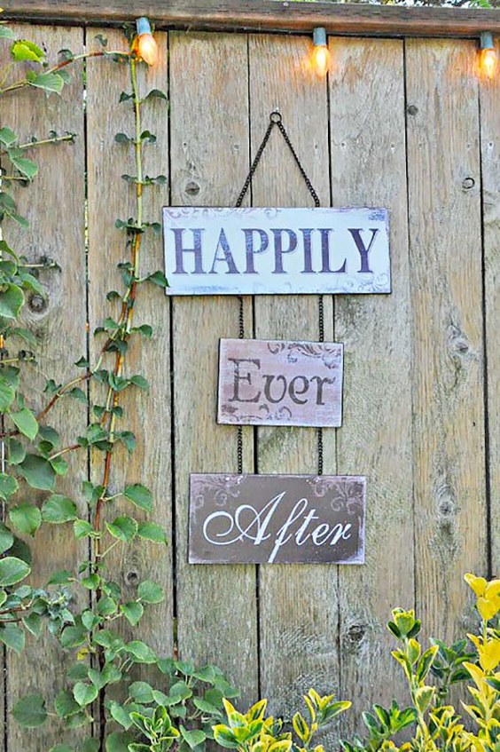 rustic happy ever after wedding signs