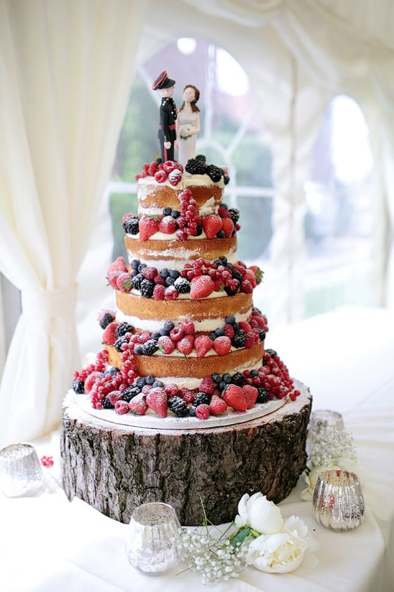 rustic naked wedding cakes