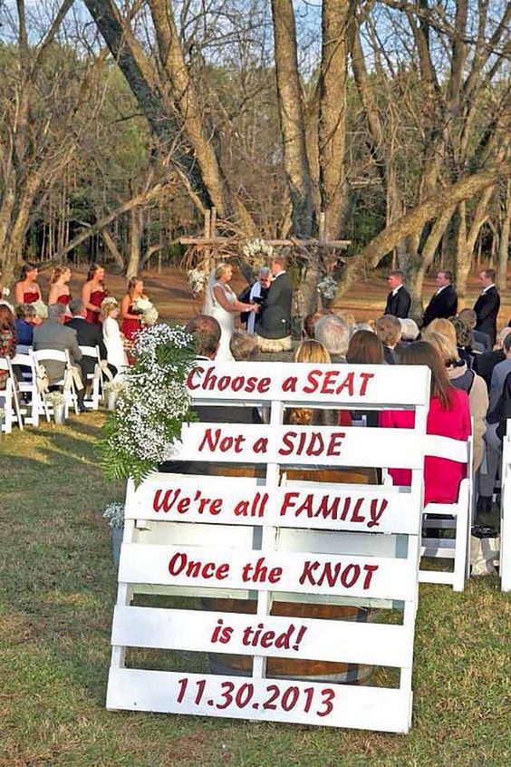 rustic white wedding signs