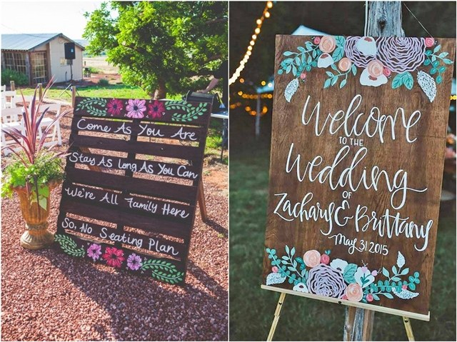 rustic wood wedding signs