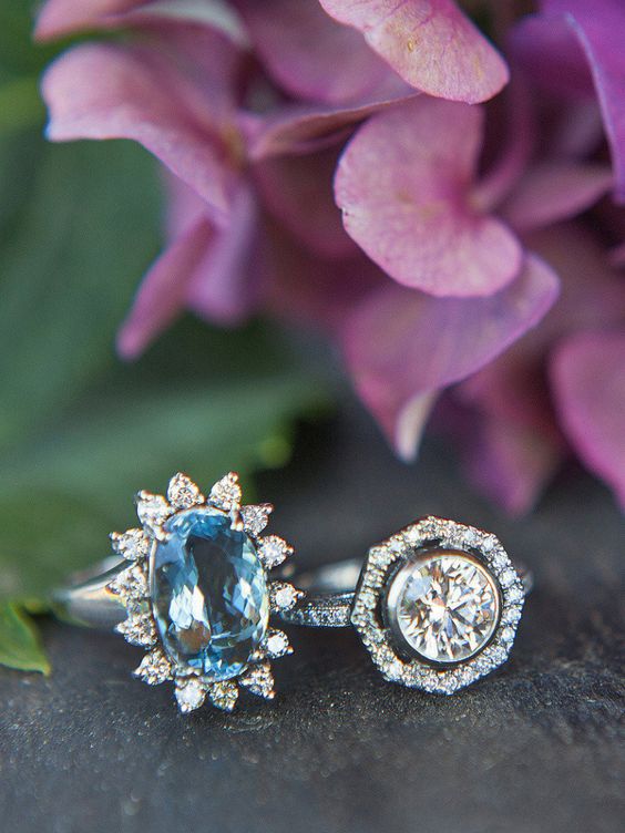 starburst aquamarine engagement ring