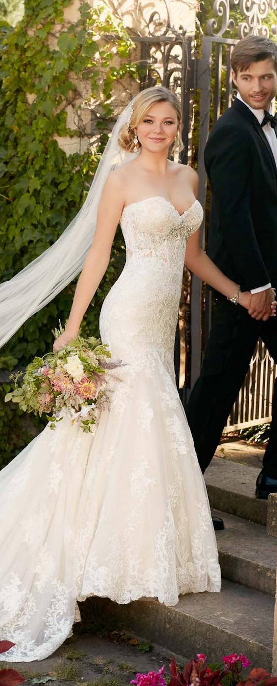 sweetheart mermaid lace wedding dress from Essense of australia