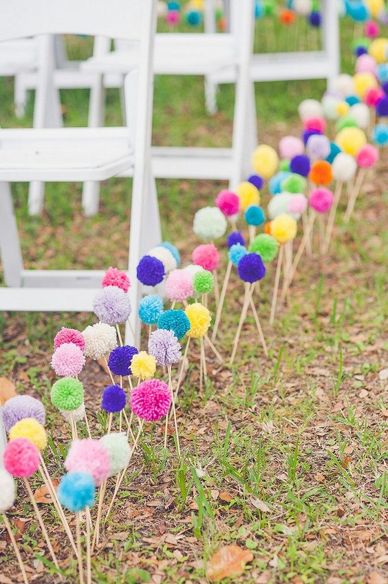 Boho chic DIY poem wedding walkway