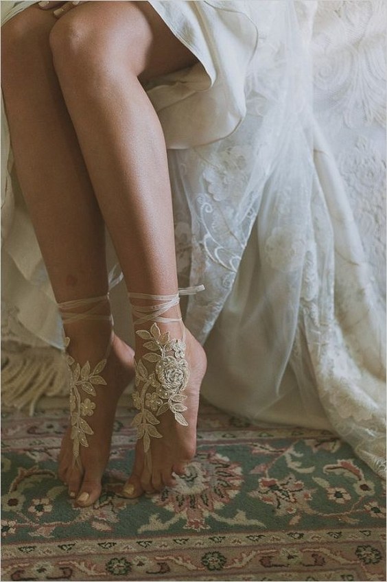 Organic bare foot bohemian wedding