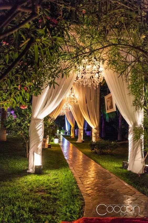 Stunning walkway to enter a wedding reception ceremony