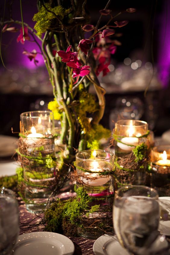 enchanted forest moss wedding centerpiece