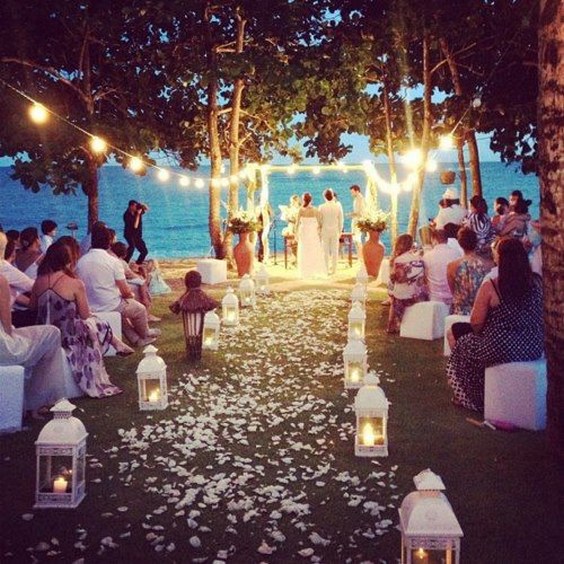 lantern beach wedding aisle