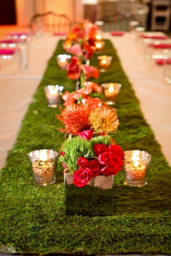 moss table runner unique wedding decor