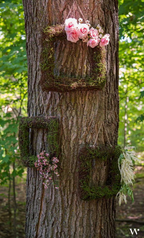 mossy frames wedding ceremony decor ideas